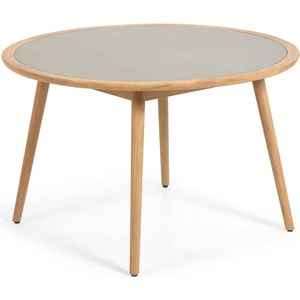 Kave Home Nina, Nina tafel rond, massief eucalyptushout en polycement Ø 120 cm fsc 100%