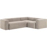 Kave Home - Blok beige 3-zits hoekbank 290 x 230 cm / 230 x 290 cm