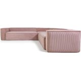 Kave Home Blok: Moderne 6-zits hoekbank in roze corduroy | Ruimtebesparend en veelzijdig