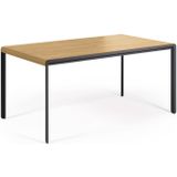 Kave Home - Uitschuifbare tafel Nadyria met eikenfineer en stalen poten 160 (200) x 90 cm