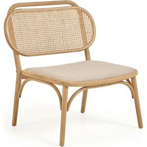 Kave Home Doriane, Doriane solid oak easy chair with natural finish and upholstered seat