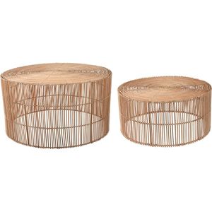 Kave Home Elmina rond, synthetic wicker/rattan bruin,, 66 x 41 x 66 cm