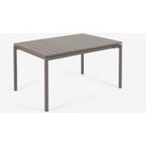 Kave Home Zaltana, Zaltana uitschuifbare aluminium buitentafel met mat bruine afwerking 140 (200) x 90 cm