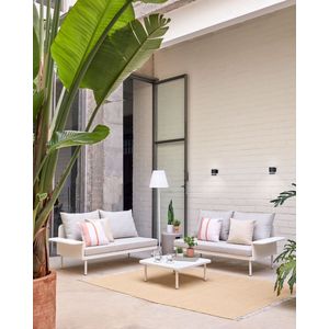 Kave Home - Zaltana outdoor hoekbank- en tafelset in mat wit aluminium