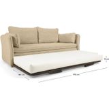 Kave Home Tanit - Uitschuifbare slaapbank in beige met beukenhouten poten - 210 cm - Duurzaam en comfortabel