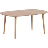 Kave Home Oqui, Oqui uitschuifbare tafel in eiken fineer en massief houten poten Ø 160 (260) x 100 cm (mtk0176)