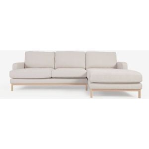 Kave Home Bank Mihaela wit, stof, 3-zits,  met chaise longue rechts