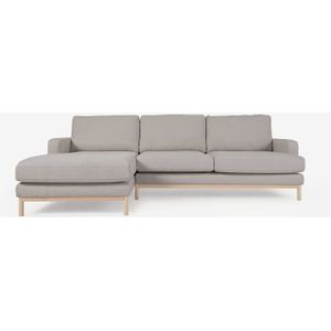 Kave Home Bank Mihaela grijs, stof, 3-zits,  met chaise longue links