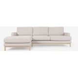 Kave Home Hoekbank Mihaela wit, stof, 3-zits met chaise longue links - Comfortabele en stijlvolle bank met ligelement