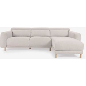 Kave Home Bank Singa wit, stof, 3-zits,  met chaise longue rechts