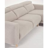 Kave Home Bank Singa wit, stof, 3-zits,  met chaise longue links