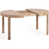 Kave Home - Colleen uittrekbare ronde tafel met eiken fineer en massief houten poten Ø120(170)x120 cm