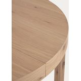 Kave Home - Colleen uittrekbare ronde tafel met eiken fineer en massief houten poten Ø120(170)x120 cm