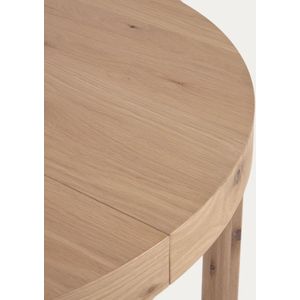 Kave Home - Colleen uittrekbare ronde tafel met eiken fineer en massief houten poten Ø120(170)x120 cm
