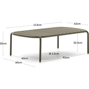 Kave Home - Joncols outdoor salontafel in aluminium met groen gelakte