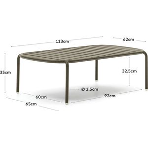 Kave Home - Joncols outdoor salontafel in aluminium met groen gelakte afwerking Ø 110 x 62 cm