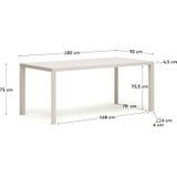 Kave Home - Culip buitentafel van aluminium met witte afwerking 180 x 90 cm