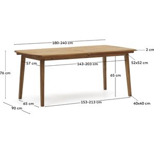 Kave Home - Thianna uitschuifbare tuintafel gemaakt van massief