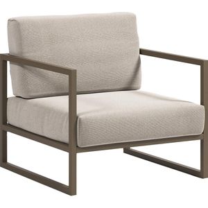 Kave Home - Comova fauteuil voor buiten in lichtgrijs en groen aluminium