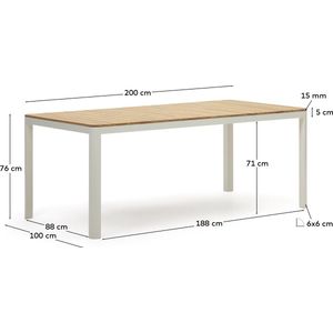 Kave Home Tuinmeubel Bona, Tuintafel 200 x 100 cm