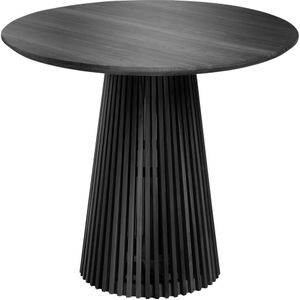 Kave Home - Jeanette ronde massief witte cederhouten tafel in zwart, Ø 90 cm