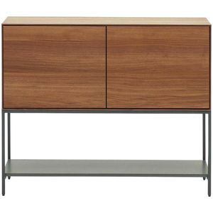 Kave Home - Vedrana 2-deurs dressoir in walnootfineer met stalen poten, 97,5 x 80 cm