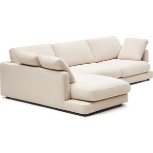 Kave Home Gala 4-zits hoekbank met chaise longue links - Bruin, stof - Hoogwaardig chenille - Afneembare en keerbare hoezen - Ontspanning en design
