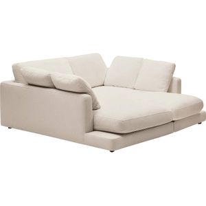 Kave Home Gala 3-zitsbank met dubbele chaise longue - Hoogwaardig chenille en gevuld met dons - Antibacteriële stof - Lokaal geproduceerd