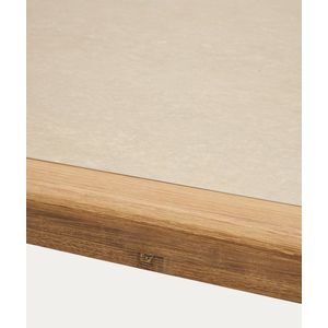 Kave Home - Betere tafel in beige polybeton en massief acaciahout 200 x 90 cm FSC 100%