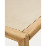 Kave Home - Better salontafel in beige polybeton en massief acaciahout 120 x 70 cm FSC 100%