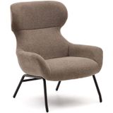 Kave Home - Belina-fauteuil van lichtbruine chenille en staal met