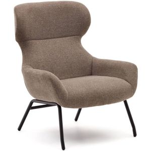 Kave Home - Belina-fauteuil van lichtbruine chenille en staal met