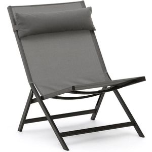 Kave Home - Canutells opvouwbare aluminium stoel met donkergrijze