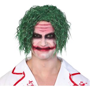 Groene horror clown verkleed pruik the Joker voor volwassenen