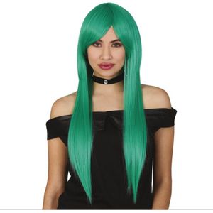 Groene Pruik Lang Haar