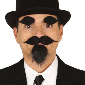 Fiestas Guirca - Sikje, Snor en Wenkbrauwen Zwart - Set