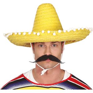 Fiestas Guirca Mexicaanse Sombrero hoed voor heren - carnaval/verkleed accessoires - geel - dia 50 cm