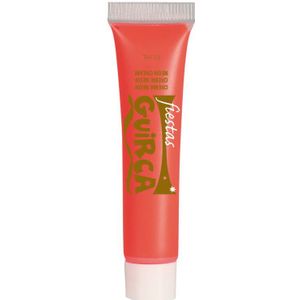 Fiestas Guirca grimeer schmink - Glow in the Dark - neon rood - 10 ml - carnaval/verkleed thema