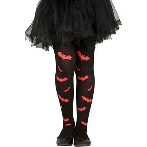 Fiestas Guirca - Panty - Zwart - Met Rode Vleermuizen - Kinderen