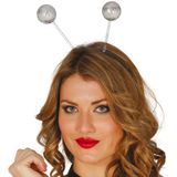 Fiestas Verkleed Diadeem Discoballen/Aliens Sprieten - Zilver - Meisjes/Dames