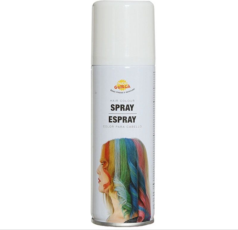 Fiestas Guirca Carnaval verkleed haar verf/spray - wit - spuitbus - 125 ml