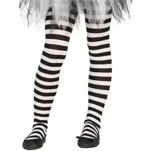 Verkleedkleding - Panty - Zwart/Wit - 88% Polyamide/12% Elastan - Gestreept