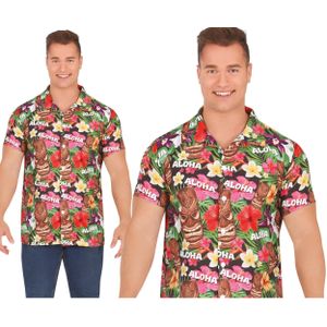 Tropical party Hawaii blouse heren - bloemen - multi - carnaval/themafeest - Feestshirts