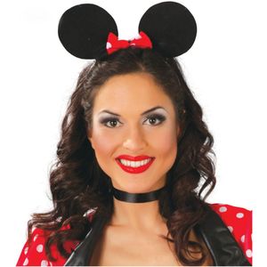 Verkleed diadeem muis/muizen oren/oortjes met strikje - meisjes/dames - Carnaval - Verkleedhoofddeksels