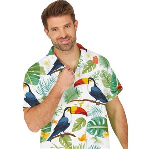 Partychimp - Tropical Party Hawaii Blouse - Groen - Polyester - Toekan Print