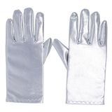 Verkleed handschoenen kort - metallic zilver - dames - one size - foute party