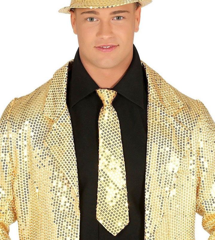 Gouden Stropdas Glitter Paillet
