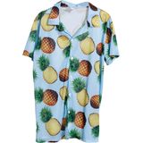 Partychimp - Tropical Party Blouse - Ananas - Blauw - Carnaval/Themafeest