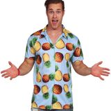 Partychimp - Tropical Party Blouse - Ananas - Blauw - Carnaval/Themafeest