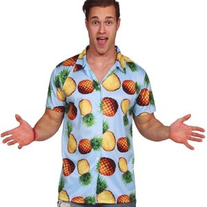 Partychimp - Tropical Party Blouse - Ananas - Blauw - Carnaval/Themafeest